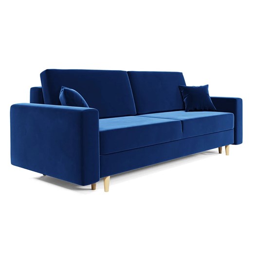 Granatowa rozkładana sofa welurowa z funkcją spania L1-P05 ze sklepu Edinos.pl w kategorii Sofy i kanapy - zdjęcie 186327775