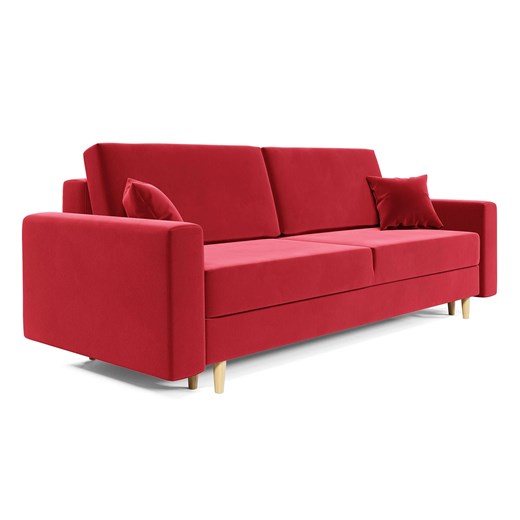 Czerwona rozkładana sofa tapicerowana welurem H2-C20 ze sklepu Edinos.pl w kategorii Sofy i kanapy - zdjęcie 186327798
