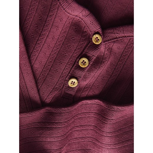 Reserved - Koszulka z guzikami przy dekolcie - bordowy Reserved 158/164 (12-13 lat) Reserved wyprzedaż
