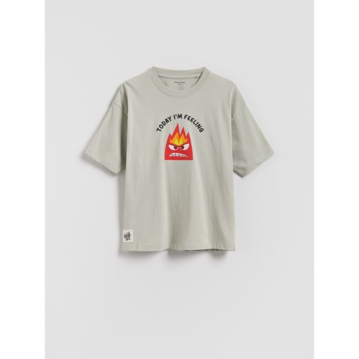 Reserved - T-shirt z nadrukiem Inside Out - jasnoszary ze sklepu Reserved w kategorii T-shirty chłopięce - zdjęcie 186330479