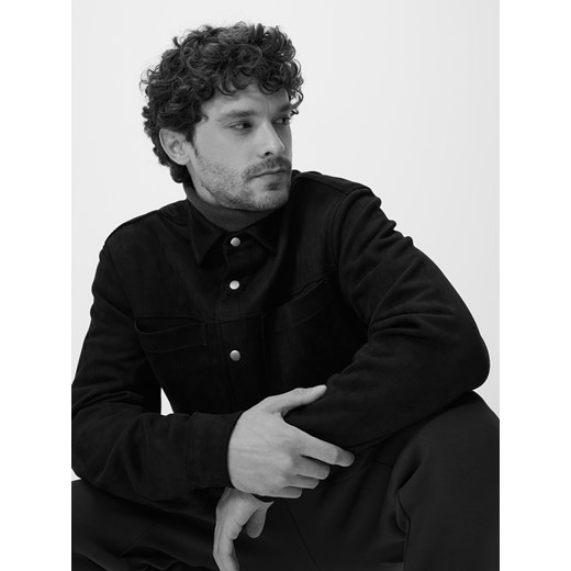 Reserved - Koszula comfort z imitacji zamszu - czarny ze sklepu Reserved w kategorii Koszule męskie - zdjęcie 186330819