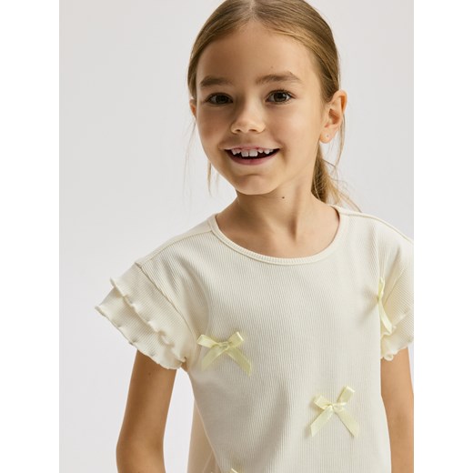 Reserved - Bluzka z kokardkami - jasnożółty ze sklepu Reserved w kategorii Bluzki dziewczęce - zdjęcie 186330846