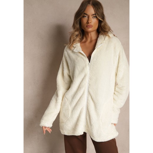 Beżowy Bluza Futerko na Suwak z Kapturem Talatila Renee ONE SIZE renee.pl