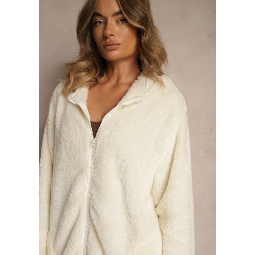Beżowy Bluza Futerko na Suwak z Kapturem Talatila Renee ONE SIZE renee.pl