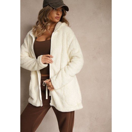 Beżowy Bluza Futerko na Suwak z Kapturem Talatila Renee ONE SIZE renee.pl