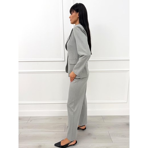 Szare Spodnie Wide Leg w Jodełkę Modnakiecka.pl 44 ModnaKiecka.pl