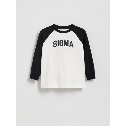 Reserved - Bawełniany longsleeve z nadrukiem - złamana biel ze sklepu Reserved w kategorii T-shirty chłopięce - zdjęcie 186333057