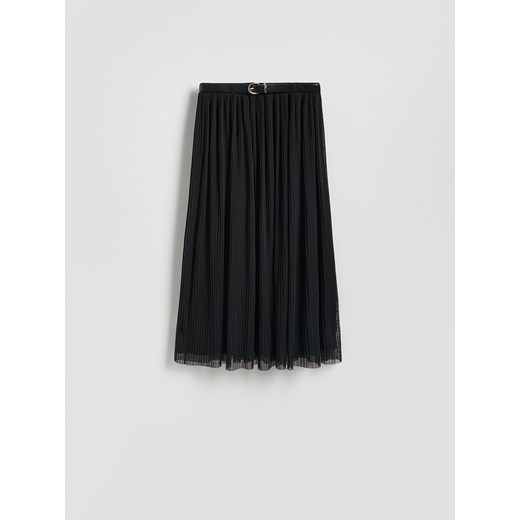 Reserved - Plisowana spódnica z paskiem - czarny ze sklepu Reserved w kategorii Spódnice - zdjęcie 186333256