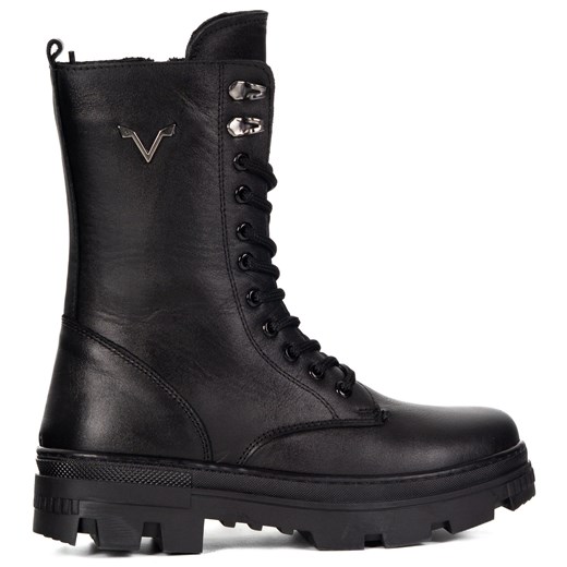 Skórzane trzewiki damskie czarne 493 VAC wysokie ze sklepu butyolivier w kategorii Botki - zdjęcie 186333375