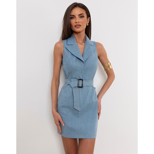FORSETI Sukienka Chicca Mini Z Paskiem Jeans  , Rozmiar: L ze sklepu forseti.net.pl w kategorii Sukienki - zdjęcie 186336068