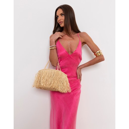 FORSETI Sukienka Lorena Ze Skosu Gołe Plecy Róż  , Rozmiar: XS ze sklepu forseti.net.pl w kategorii Sukienki - zdjęcie 186336277