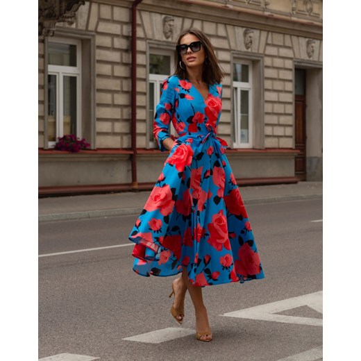 FORSETI Sukienka Jessi z rękawem Niebieska S09054 S09054, Rozmiar: S ze sklepu forseti.net.pl w kategorii Sukienki - zdjęcie 186336498