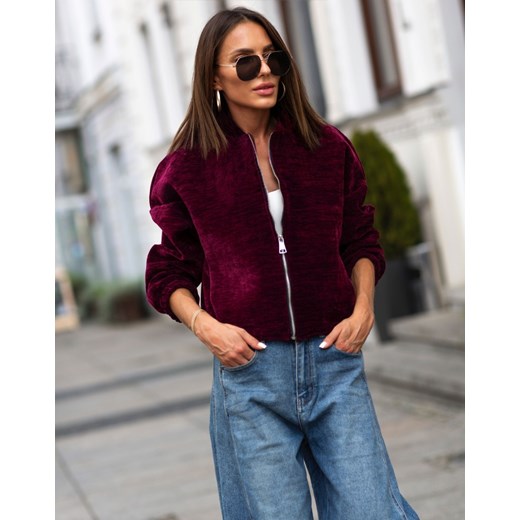 FORSETI Kurtka Welurowa Oversize Bordo  , Rozmiar: Uniwersalny ze sklepu forseti.net.pl w kategorii Kurtki damskie - zdjęcie 186336877