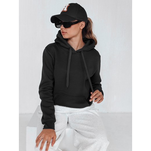 Bluza damska BASIC z kapturem czarna BY0158 ze sklepu DSTREET.PL w kategorii Bluzy damskie - zdjęcie 186337856