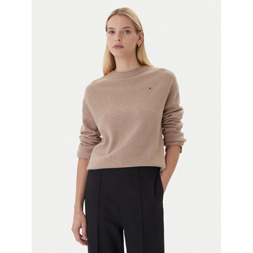 Tommy Hilfiger Sweter WW0WW46438 Beżowy Regular Fit ze sklepu MODIVO w kategorii Swetry damskie - zdjęcie 186338736