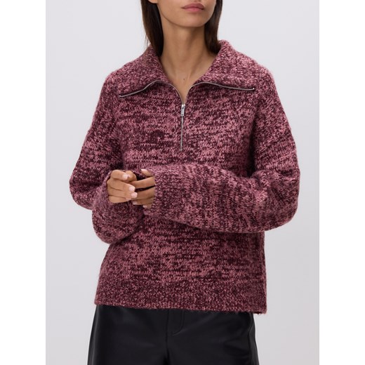 Reserved - Wzorzysty sweter z kołnierzykiem - bordowy ze sklepu Reserved w kategorii Swetry damskie - zdjęcie 186339567