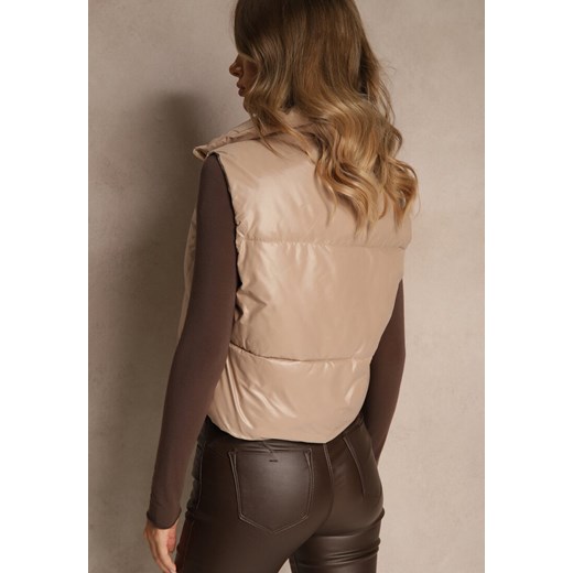 Beżowa Krótka Pikowana Kamizelka Katiella Renee XL renee.pl