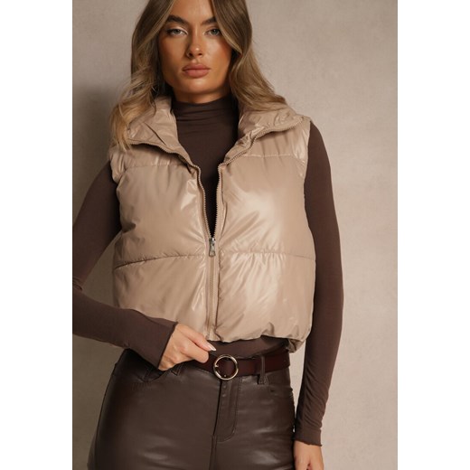 Beżowa Krótka Pikowana Kamizelka Katiella Renee S renee.pl