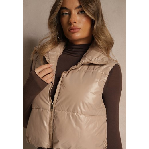 Beżowa Krótka Pikowana Kamizelka Katiella Renee XL renee.pl