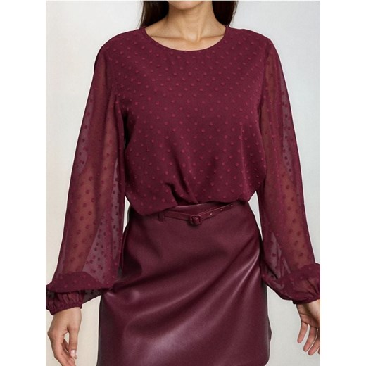 Sinsay - Bluzka z transparentnymi rękawami - bordowy ze sklepu Sinsay w kategorii Bluzki damskie - zdjęcie 186343007