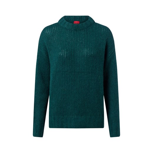 HUGO Damski sweter z dzianiny z zawartością alpaki - Sloossy Kobiety Wełna jodłowy jednolity ze sklepu vangraaf w kategorii Swetry damskie - zdjęcie 186343346