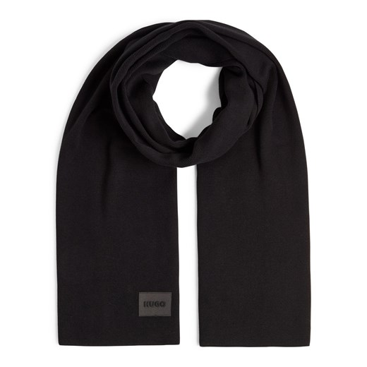 HUGO Szalik - Zevon Mężczyźni Bawełna czarny jednolity ze sklepu vangraaf w kategorii Szaliki męskie - zdjęcie 186343407