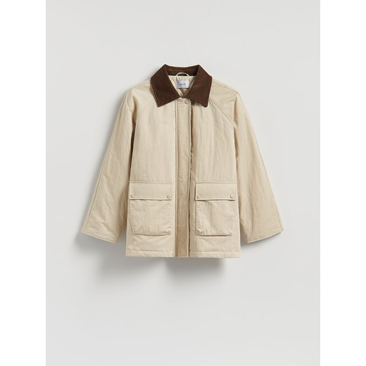 Reserved - Kurtka z kontrastowymi elementami - beżowy Reserved XL Reserved