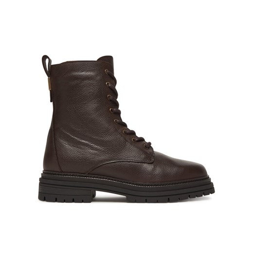 Tommy Hilfiger Trapery Th Plaque Pebble Lace Boot Warm FW0FW08767 Brązowy ze sklepu MODIVO w kategorii Workery damskie - zdjęcie 186344997