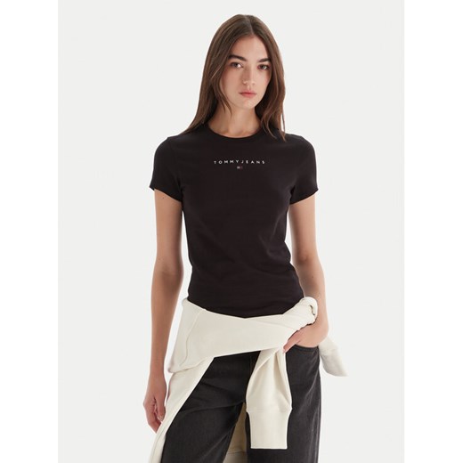Tommy Jeans T-Shirt Bling Linear DW0DW21550 Czarny Slim Fit ze sklepu MODIVO w kategorii Bluzki damskie - zdjęcie 186344998
