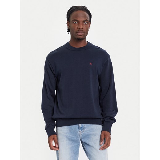 Calvin Klein Jeans Sweter LV04RC309G Granatowy Regular Fit ze sklepu MODIVO w kategorii Swetry męskie - zdjęcie 186345405