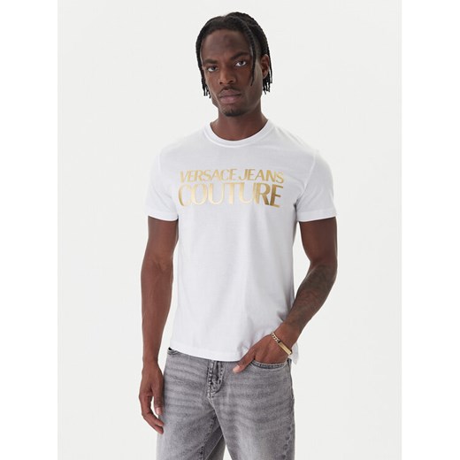 Versace Jeans Couture T-Shirt 79GAHT05 CJ00T Biały Regular Fit ze sklepu MODIVO w kategorii T-shirty męskie - zdjęcie 186345406