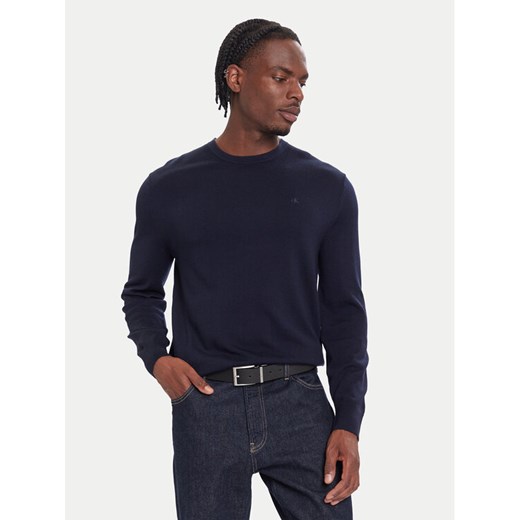 Calvin Klein Sweter LV04LB305G Granatowy Regular Fit ze sklepu MODIVO w kategorii Swetry męskie - zdjęcie 186345788