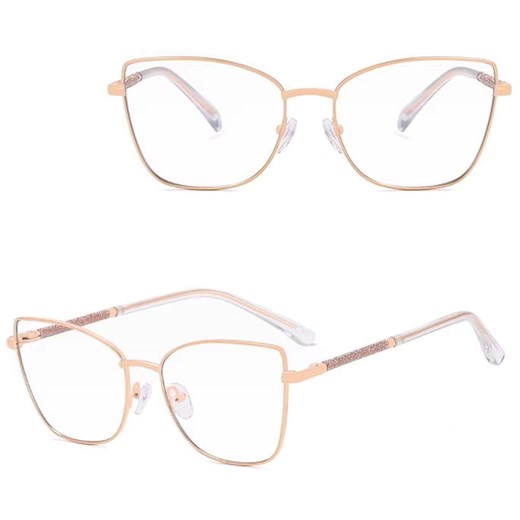 Damskie okulary Kocie Oczy zerówki do komputera BLUE LIGHT na teleskopach 25156 Złoty ze sklepu Stylion w kategorii Okulary zerówki damskie - zdjęcie 186349696
