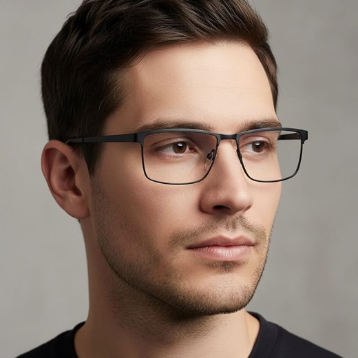 Okulary zerówki korekcyjne Nerd Prostokątne Flex 910G czarne ze sklepu Stylion w kategorii Okulary korekcyjne męskie - zdjęcie 186349706