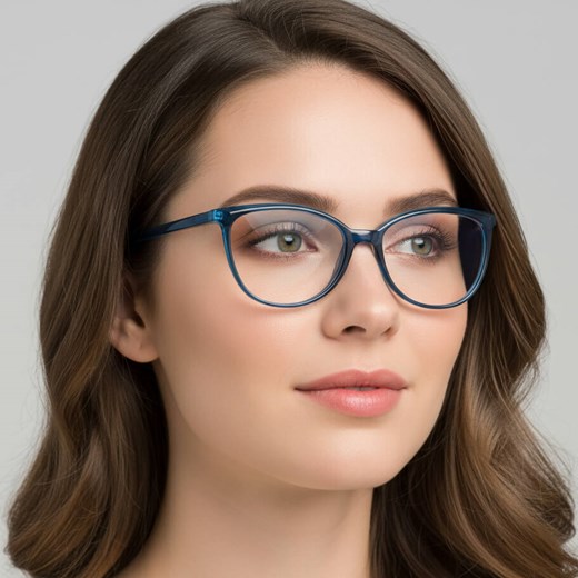 Damskie okulary optyczne zerówki kocie oczy Sunoptic CP116B granatowe ze sklepu Stylion w kategorii Okulary korekcyjne damskie - zdjęcie 186349715