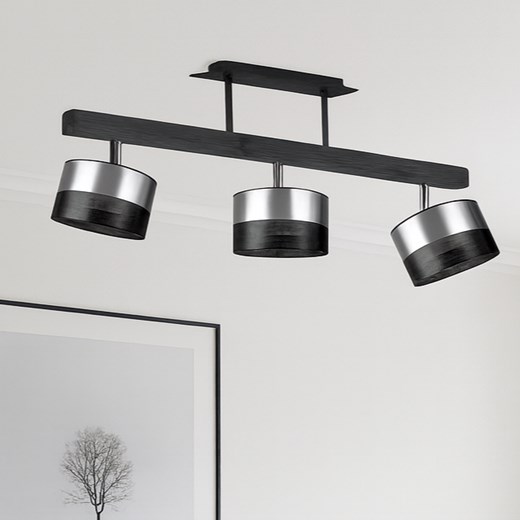 Czarna lampa sufitowa na drewnianej belce HOLLYWOOD GLAM - id: 12562 - marki Ciekot Partners Sp. Z O. O. - 186350086 Czarna lampa sufitowa na drewnianej belce HOLLYWOOD GLAM ze sklepu Lysne w kategorii Lampy wiszące - zdjęcie 186350086