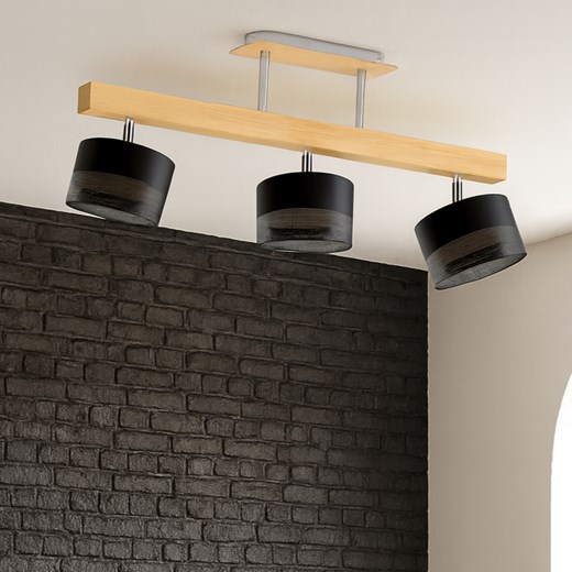 3-płomienna dębowa lampa sufitowa na drewnianej belce HOLLYWOOD GLAM - id: 12566 - marki Ciekot Partners Sp. Z O. O. - 186350096 3-płomienna dębowa lampa sufitowa na drewnianej belce HOLLYWOOD GLAM ze sklepu Lysne w kategorii Lampy wiszące - zdjęcie 186350096