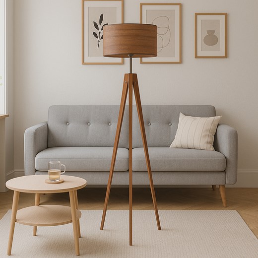 Lampa stojąca na trójnogu drewnianym HAITI ECO z fornirowym kloszem - id: 5933 - marki Ciekot Partners Sp. Z O. O. - 186350105 Lampa stojąca na trójnogu drewnianym HAITI ECO z fornirowym kloszem ze sklepu Lysne w kategorii Lampy podłogowe - zdjęcie 186350105