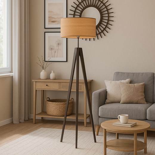 Nowoczesna lampa stojąca z podstawą w stylu statywu i abażurem HAITI ECO - id: 5934 - marki Ciekot Partners Sp. Z O. O. - 186350109 Nowoczesna lampa stojąca z podstawą w stylu statywu i abażurem HAITI ECO ze sklepu Lysne w kategorii Lampy podłogowe - zdjęcie 186350109