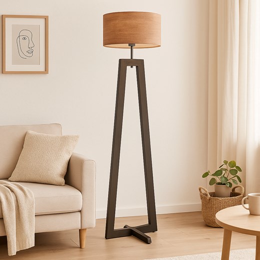 Drewniana lampa stojąca z abażurem BALI ECO do czytania w salonie ze sklepu Lysne w kategorii Lampy podłogowe - zdjęcie 186350138