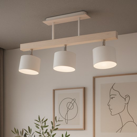 Drewniana lampa sufitowa HOLLYWOOD 3-punktowa regulowana LED ze sklepu Lysne w kategorii Lampy wiszące - zdjęcie 186350157