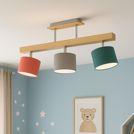 Kolorowa lampa sufitowa z drewna HOLLYWOOD z regulowanymi abażurami ze sklepu Lysne w kategorii Lampy wiszące - zdjęcie 186350228