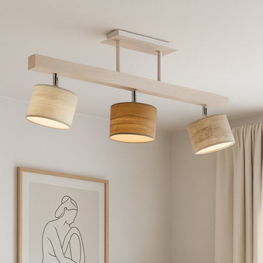 Designerska lampa sufitowa na drewnianej belce HOLLYWOOD ECO z regulacją kąta padania światła - id: 9098 - marki Ciekot Partners Sp. Z O. O. - 186350237 Designerska lampa sufitowa na drewnianej belce HOLLYWOOD ECO z regulacją kąta padania światła ze sklepu Lysne w kategorii Lampy wiszące - zdjęcie 186350237