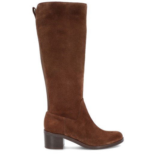 Zamszowe kozaki na niskim obcasie - KOTYL 1389 CZEKOLADOWE ze sklepu Tymoteo.pl - sklep obuwniczy w kategorii Kozaki damskie - zdjęcie 186350366