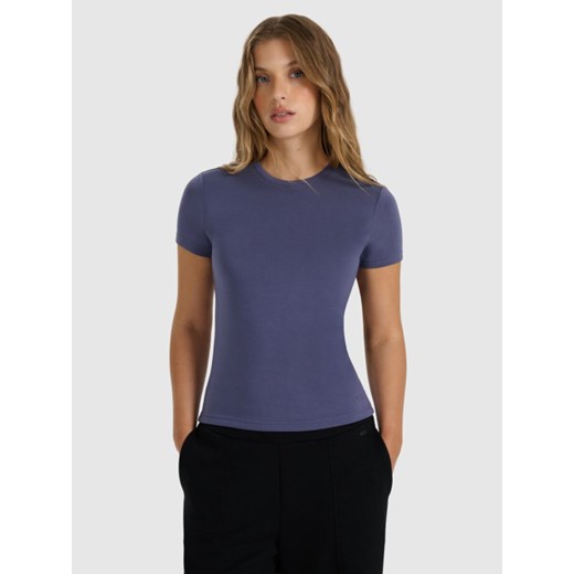 Damski t-shirt basic 4F 4FWAW25TTSHF2712 - niebieski ze sklepu Sportstylestory.com w kategorii Bluzki damskie - zdjęcie 186350648