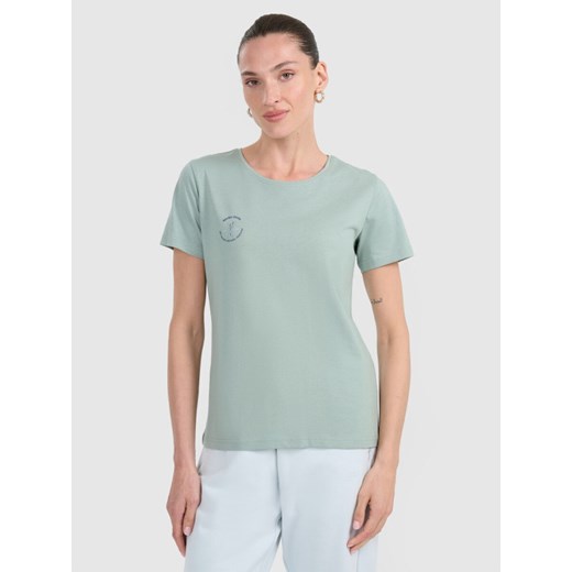 Damski t-shirt z nadrukiem 4F 4FWAW25TTSHF2713 - zielony ze sklepu Sportstylestory.com w kategorii Bluzki damskie - zdjęcie 186350707
