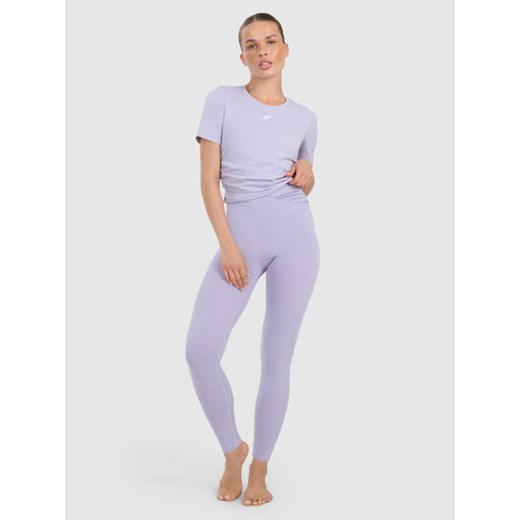 Damskie legginsy do jogi i pilatesu 4F 4FWAW25TFTIF369  - fioletowe ze sklepu Sportstylestory.com w kategorii Spodnie damskie - zdjęcie 186350778
