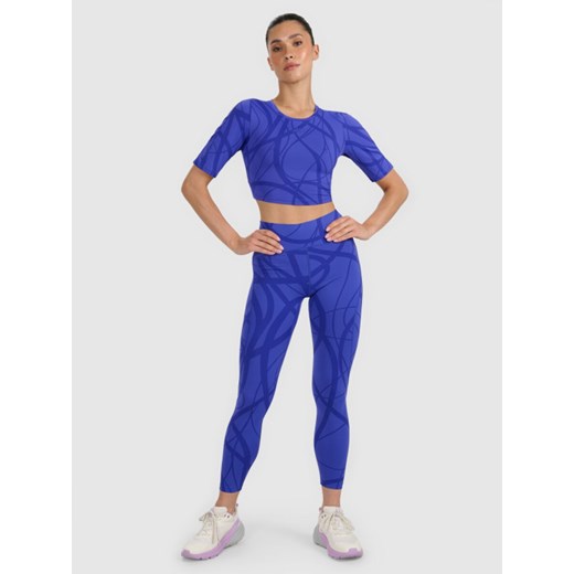 Damskie legginsy treningowe 4F 4FWAW25TFTIF365 - niebieskie ze sklepu Sportstylestory.com w kategorii Spodnie damskie - zdjęcie 186350788