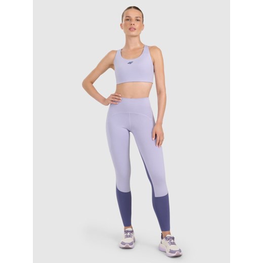Damskie legginsy treningowe 4F 4FWAW25TFTIF364 - fioletowe ze sklepu Sportstylestory.com w kategorii Spodnie damskie - zdjęcie 186350806