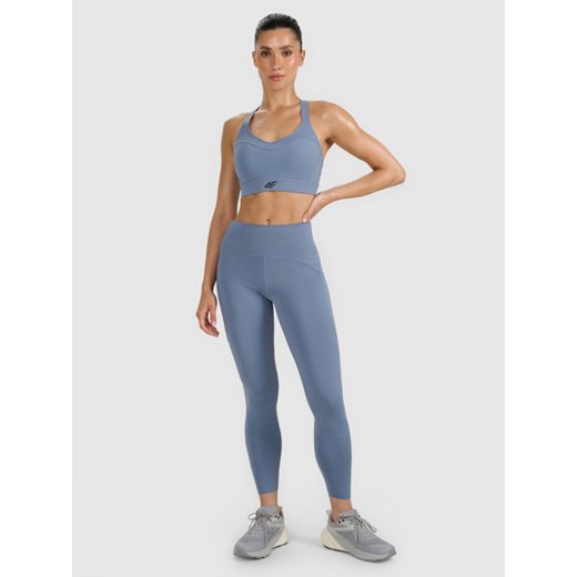 Damskie legginsy treningowe 4F 4FWAW25TFTIF364 - niebieskie ze sklepu Sportstylestory.com w kategorii Spodnie damskie - zdjęcie 186350817